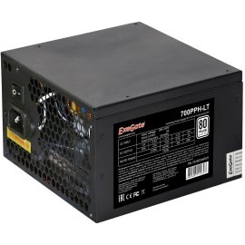 Блок питания серверный 700W ExeGate ServerPRO-700RADS (ATX, for 3U+ cases, APFC, КПД 80% (80 PLUS), 14cm fan, 24pin, 2(4+4)pin, PCIe, 5xSATA, 4xIDE, FDD, Cable Management, black)