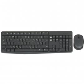 Комплект клавиатура+мышь Logitech MK235 беспроводной, USB, 1000 DPI, серый (заводская гравировка)